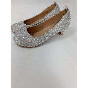 Silver Rhinestone Girl Heels Dress Shoes size 1